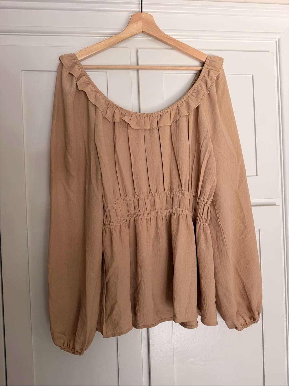 Alala Beige Off-Shoulder Peasant Tunic